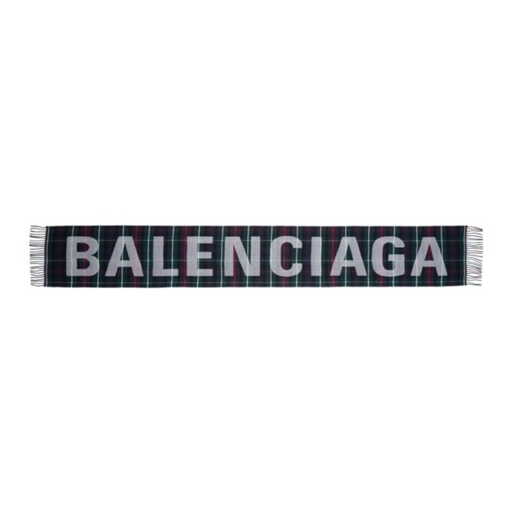 Balenciaga Multicolor Tartan Logo Scarf - Picture 3 of 8
